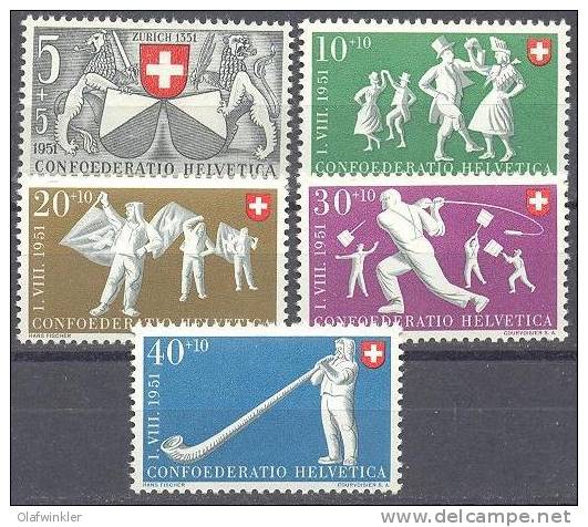 1951 Pro Patria Zum 51-55 / Mi 555-9 / Sc B201-5 / YT 507-11 Postfrisch/neuf/MNH - Ungebraucht