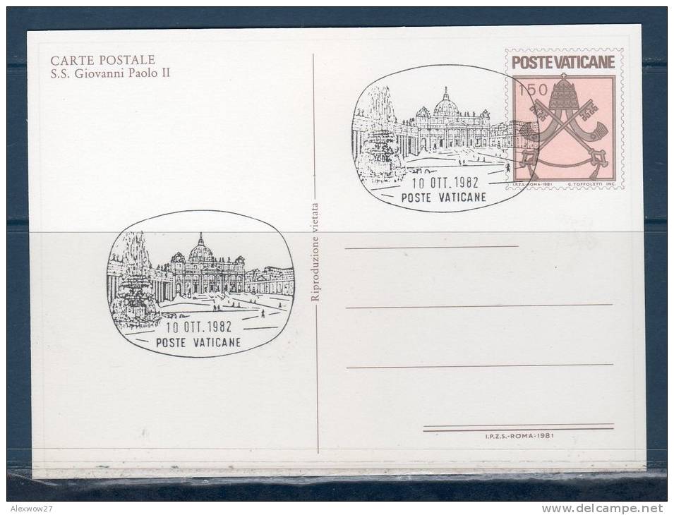 Vaticano / Vatican City  1981 --- Cartolina Postale   --S.S. GIOVANNI PAOLO II -- ANNULLO - -1982 - Entiers Postaux