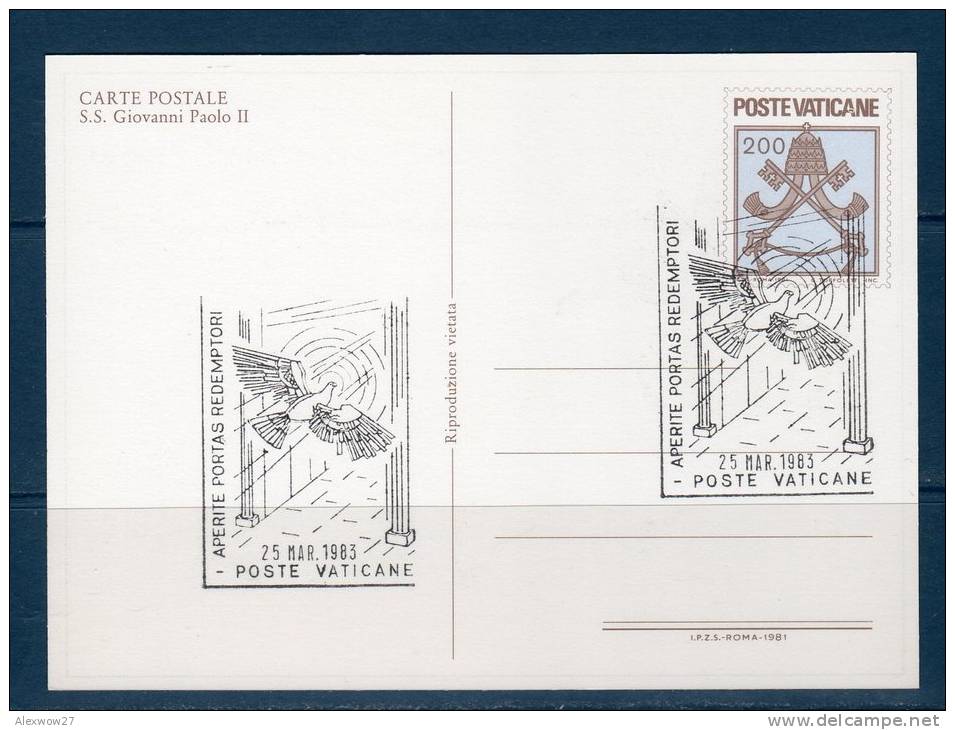 Vaticano / Vatican City  1981 --- Cartolina Postale   --S.S. GIOVANNI PAOLO II -- ANNULLO - 1983 - Postal Stationeries