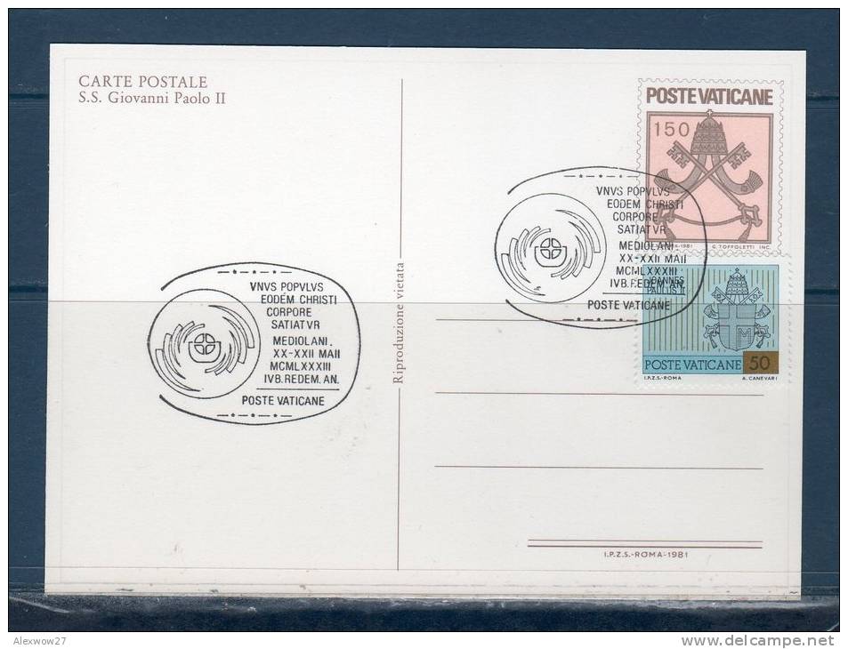 Vaticano / Vatican City  1981 --- Cartolina Postale   --S.S. GIOVANNI PAOLO II -- ANNULLO 1983/2 - Postal Stationeries