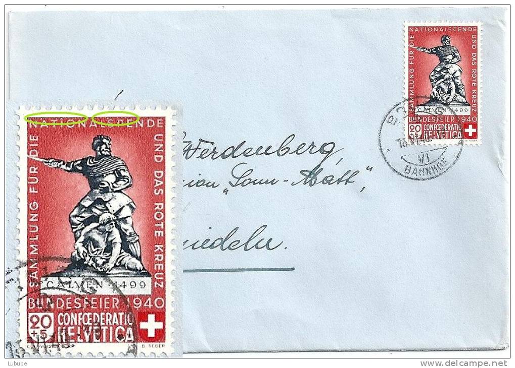 Brief  Brugg - Einsiedeln  (PP-Frankatur Abart)             1945 - Covers & Documents