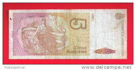 ARGENTINA 1985,   Banknote,  Used VG. . 5 Australes,  KM Nr. 324 (small Hole) - Argentine