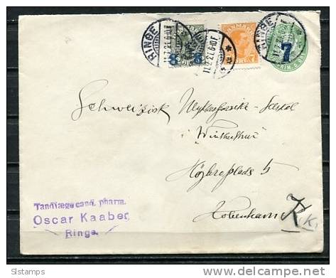 Denmark 1921 Uprated Postal Stationary Cover Overprint - Covers & Documents