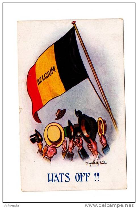 DONALD MC GILL   Mooie Art Deco Kaart  Patriotic Hats Off For Belgium Gelopen 1920  Zie Scan - Mc Gill, Donald