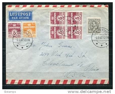 Denmark 1947 Cover To USA Stamps Block Of 4   +++ - Covers & Documents