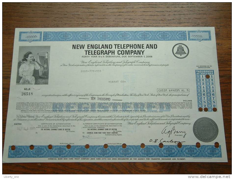 NEW ENGLAND TELEPHONE AND TELEGRAPH CY N° R 26518 ( Voir Photo Pour Detail )! - M - O