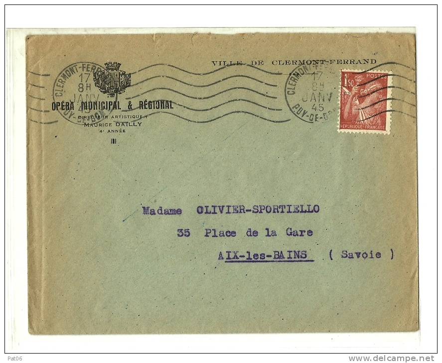 EMISSION PROV. LIBERATION Obl.CLERMONT FERRAND 17.1.1945 - 1939-44 Iris