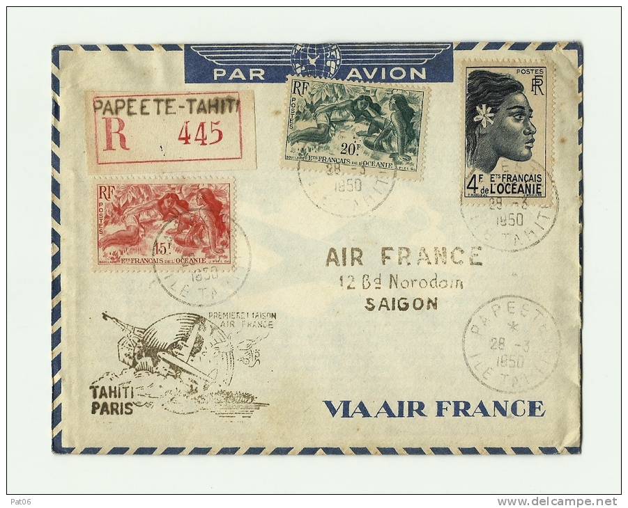 PAPEETE - TAHITI R SAIGON Obl.1950 - Autres & Non Classés