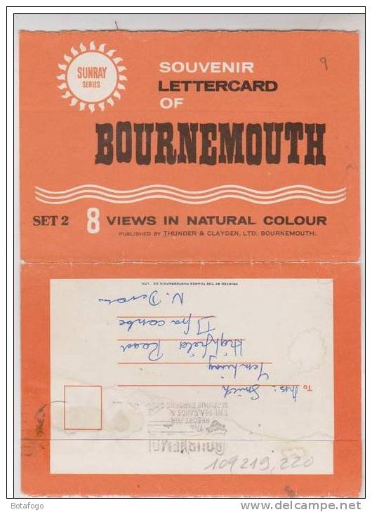 SOUVENIR LETTERCARD EN 2 VOLETS, BOURNEMOUTH - Bournemouth (avant 1972)