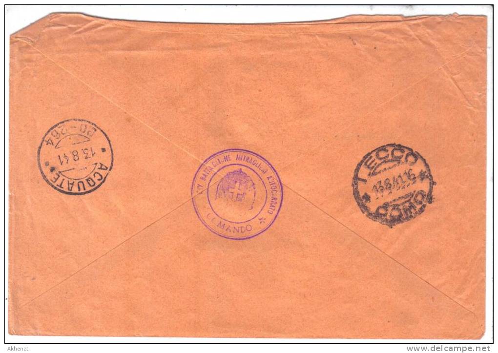 VER1485 - ITALIA 10/8/1941 , Lettera Da 115° BATTAGLIONE MITRAGLIERI - Franchise