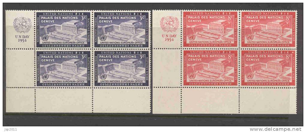 UN New York 1954 4-Block Michel 31-32 RZf - Blocks & Sheetlets