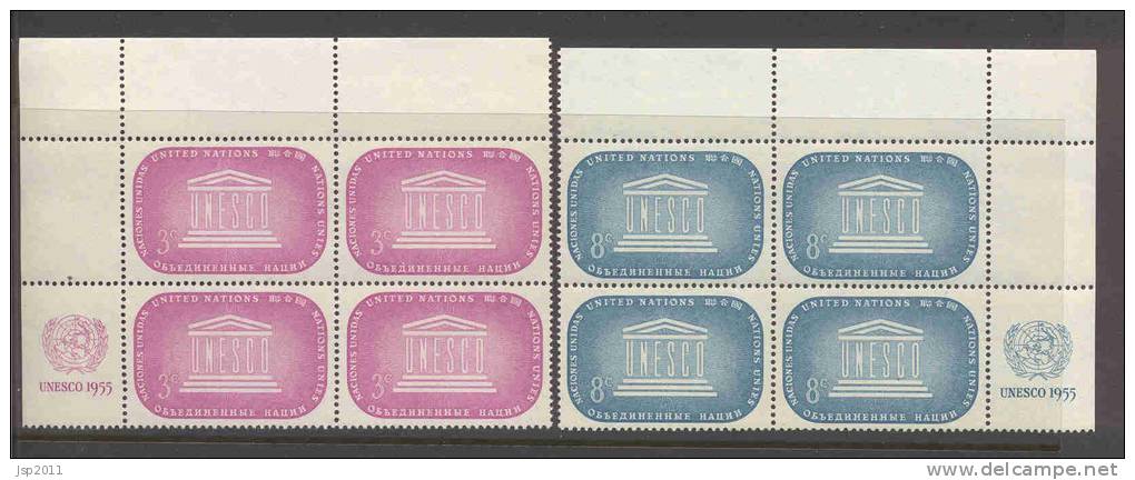 UN New York 1955 4-Block Michel 37-38 RZf - Blocs-feuillets