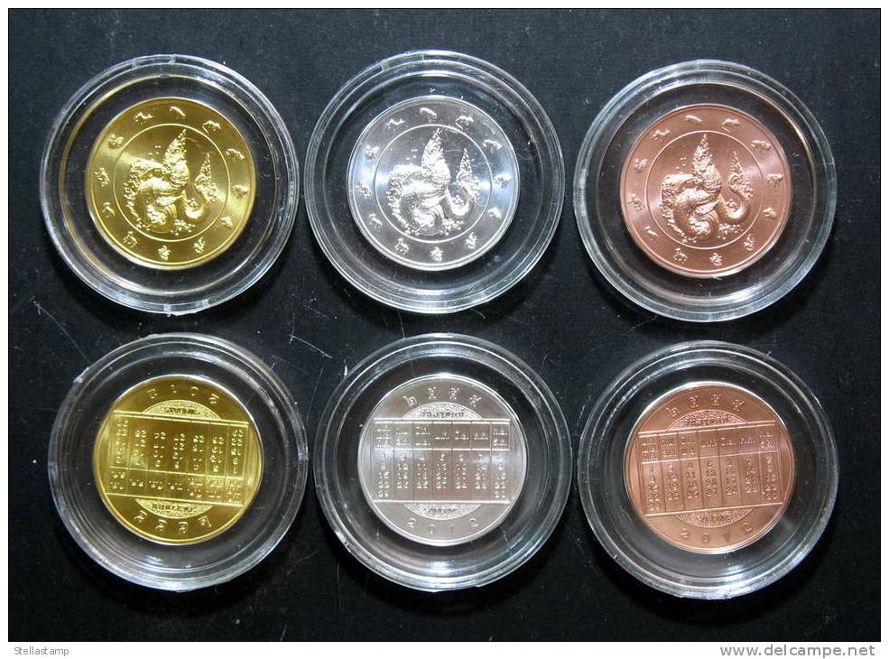 Thailand Comm 3 Coins 2012 Zodiac Year Of Dragon +NEW - Thaïlande