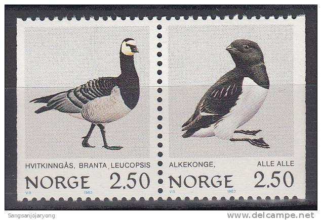 Bird (Oiseau), Norway Sc821-2 Goose, Little Auk - Oche