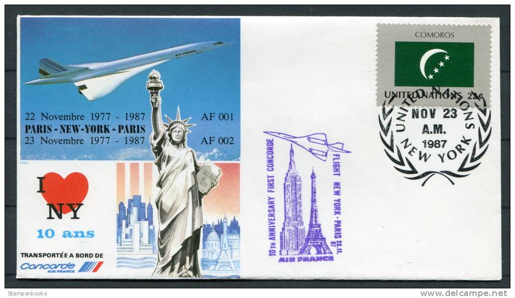 1987 New York United Nations Air France Concorde Flight Cover - Concorde