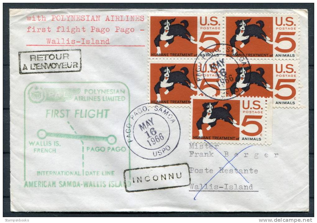 1966 USA Samoa Pago Pago Polynesian Airlines First Flight Cover To Wallis Island - Other & Unclassified