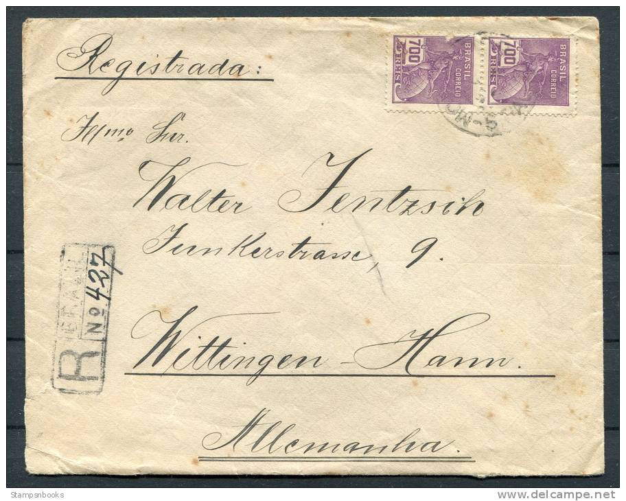 1934 Brazil Sao Paulo Registered Cover To Wittingen Germany - Other & Unclassified