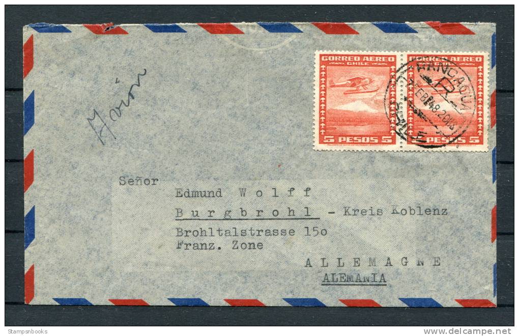 1948 Chile Rancagua Airmail Cover To Germany - Chile