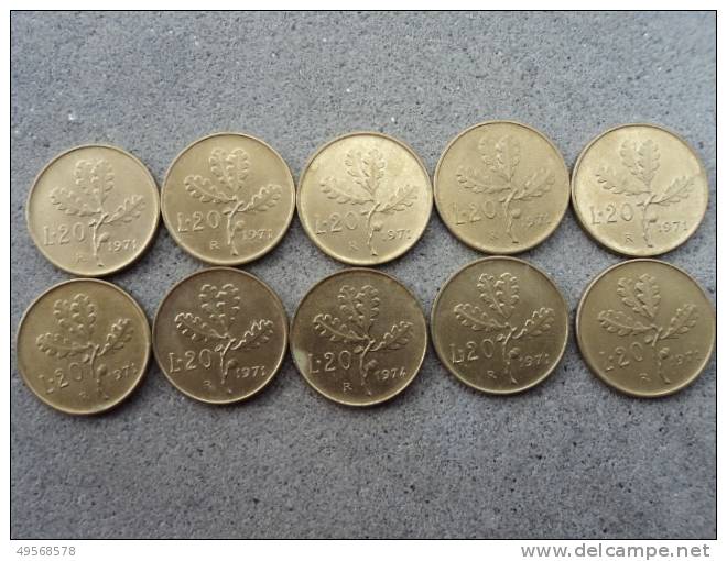 ITALIA  REPUBBLICA  -  LOTTO  MONETE  20£.  ANNI  DIVERSI  ( 1971  E  1974 ) - - 20 Liras