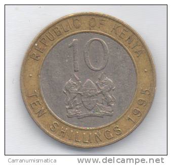 KENIA 10 SHILLINGS 1995 BIMETALLICA - Kenia