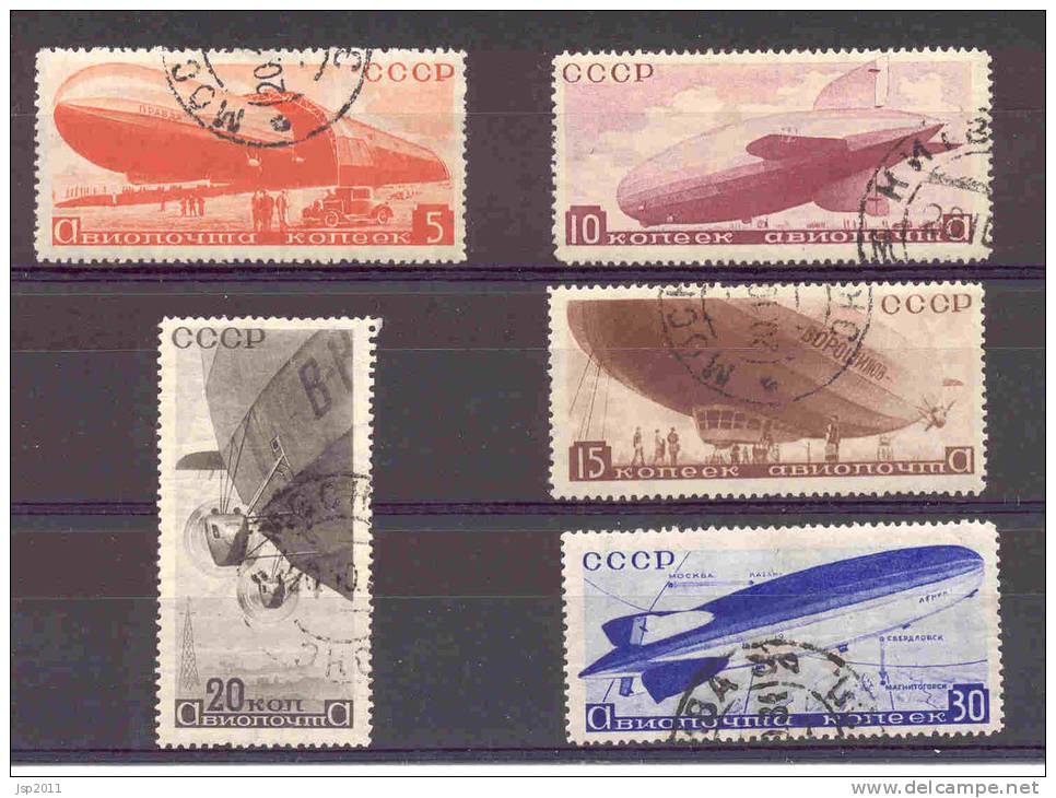 1934 Soviet Union. Scott # C53-C57  Airships. Cancelled, See Description - Oblitérés