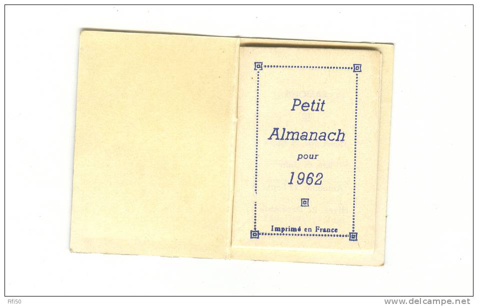 Calendrier  " Petit Almanach Pour 1962 " Coiffeur Fleury Paris Dessin Sur Papier Aluminium - Petit Format : 1961-70