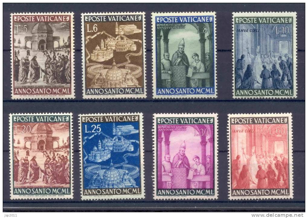 Vatican State 1949 Michel 163-170 MLH - Unused Stamps