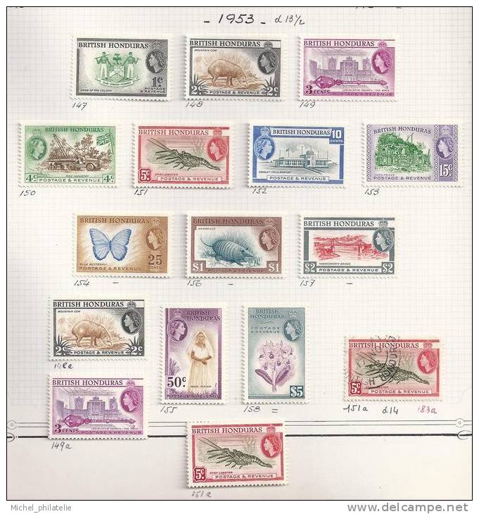 Honduras Britanique, N° 147 à 158 * Avec Charniére - British Honduras (...-1970)