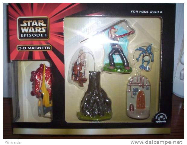 Figurine Star Wars - 4 Magnets 3-D (Aimant) Naboo Figter, Stap Et Battle Droid, Jard Jard Binks, Watto - Episode I