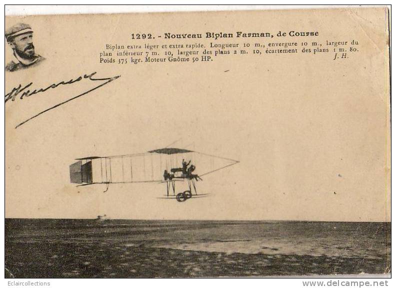 Aviation   Biplan Farman - Aviateurs