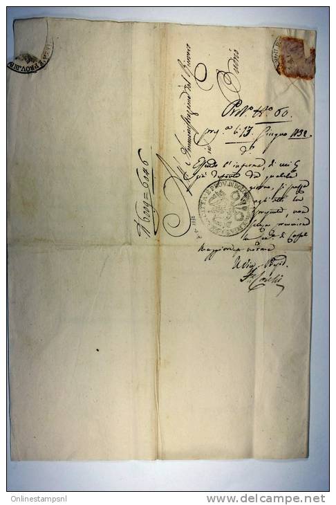 Italy:  1832, Legazione Di Bologna, Classic Document - 1. ...-1850 Prefilatelia