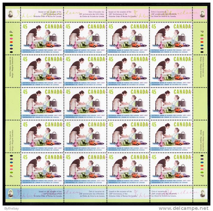 Canada MNH Scott #1639 Sheet Of 20 45c Nurse And Patient - Centenary Of Victorian Order Of Nurses - Feuilles Complètes Et Multiples