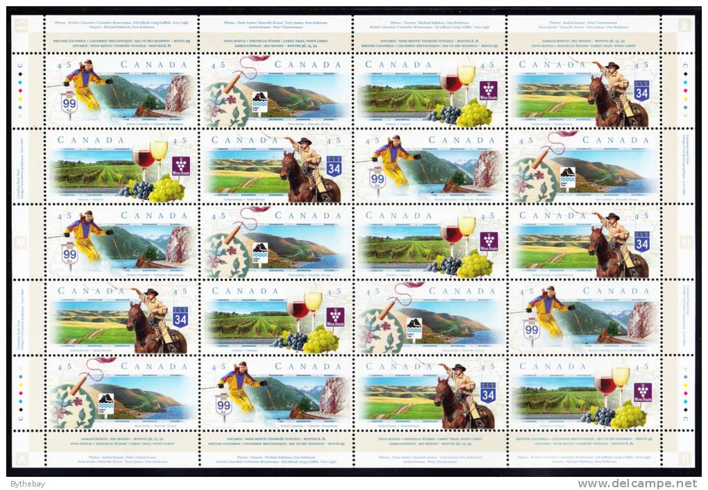 Canada MNH Scott #1653a Sheet Of 20 45c Scenic Highways - Ganze Bögen