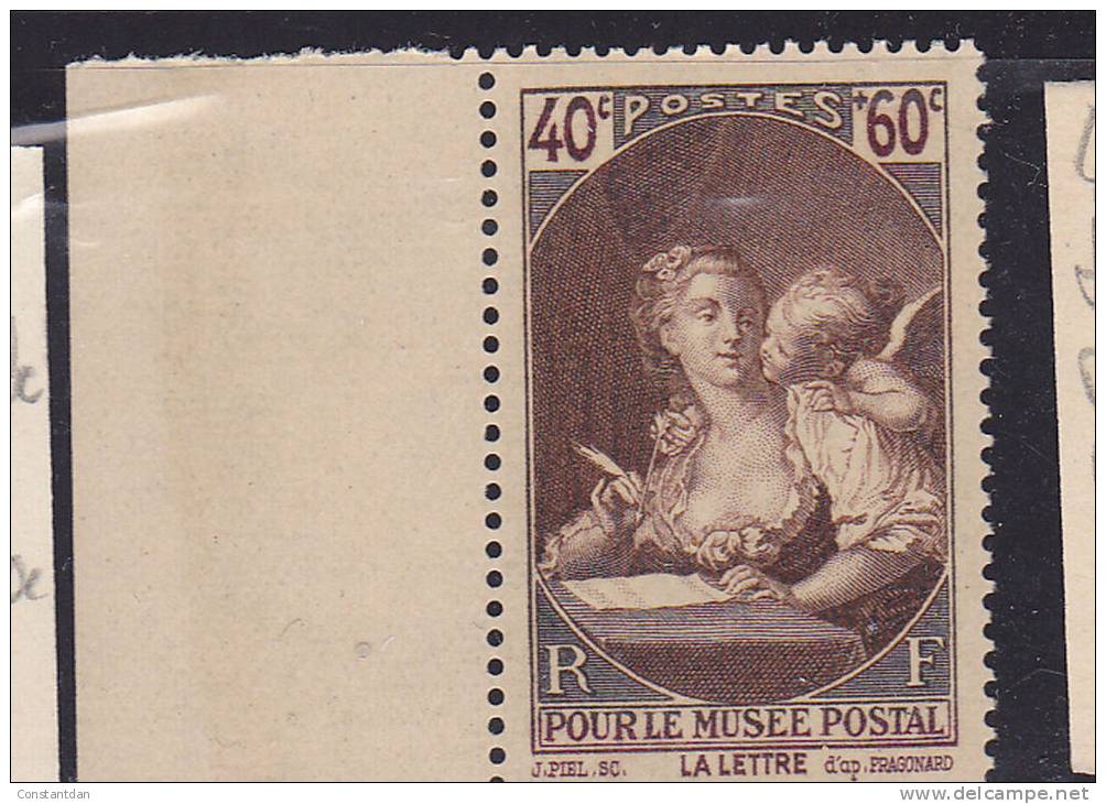 FRANCE N°  446 40C + 60C BRUN LILAS BRUN ET SEPIA AU PROFIT DU MUSEE POSTAL LEGENDE ROUGE MINCE NEUF SANS CHARNIERE - Unused Stamps