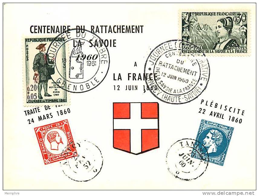 Carte  Centenaire Du Rattachement De La Savoie à La France Yv 1246 - 1960-1969