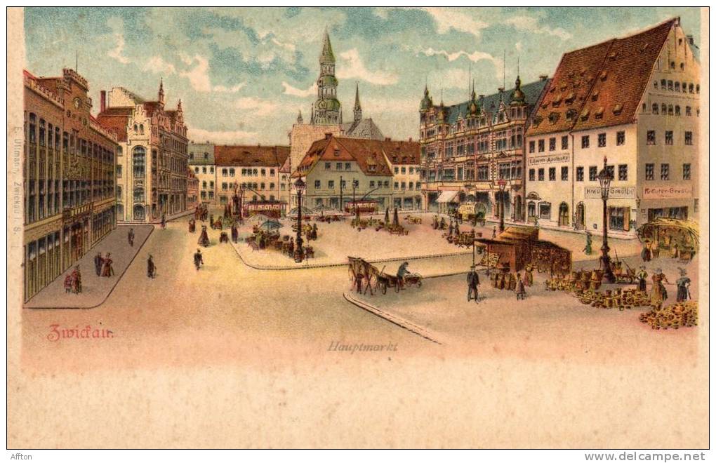 Gruss Aus Zwickau I.S Hauptmarkt 1898 Postcard - Zwickau