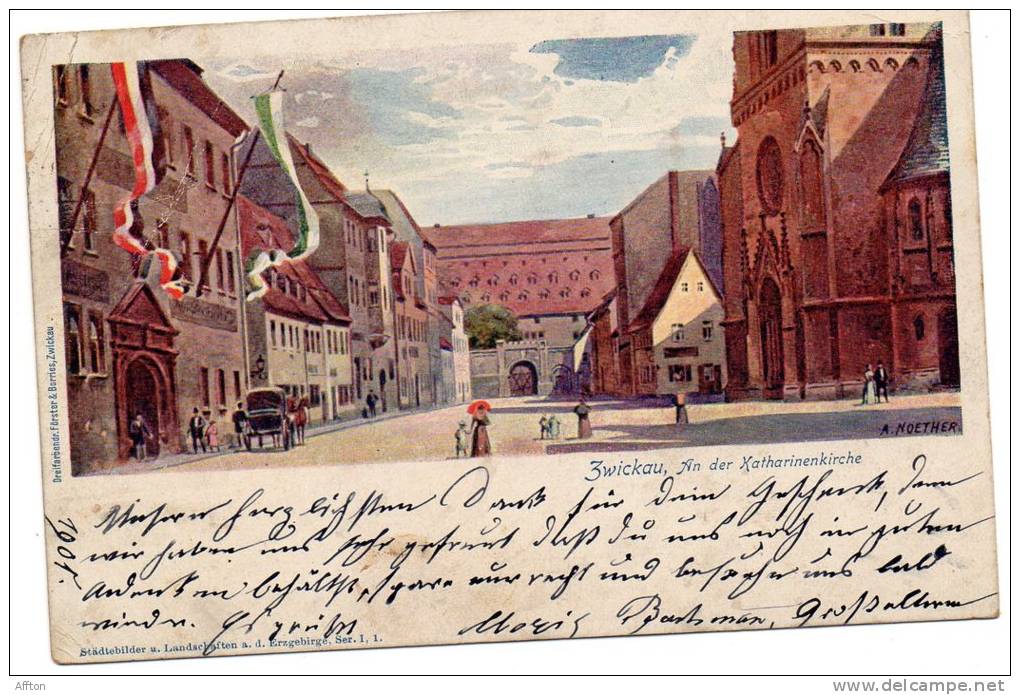 Gruss Aus Zwickau I.S Flags 1900 Postcard - Zwickau