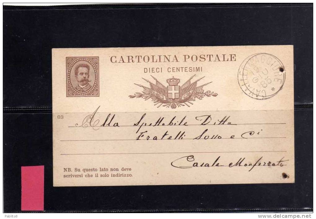 ITALIA REGNO CARTOLINA POSTALE INTERO - ITALY KINGDOM POSTCARD CAVALLEMAGGIORE 19 - 6 - 1885  10 CENTESIMI - Stamped Stationery