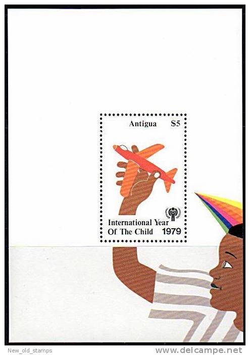 ANTIGUA 1970's INT'L YEAR YOUTH S/S MNH AIRPLANE, CHILDREN - Otros & Sin Clasificación