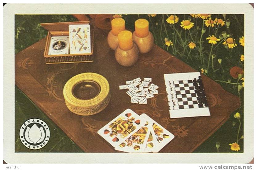 CHESS SPORT * DOMINO BAVARIAN PLAYING CARD ACE CARDS JOKER CANDLE FLOWER * CALENDAR * Fovarosi Dohanybolt 1978 * Hungary - Tamaño Pequeño : 1971-80