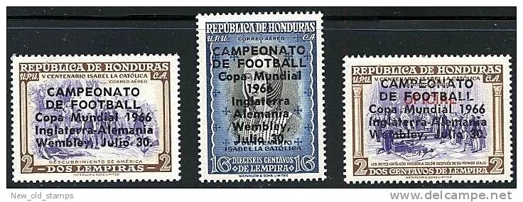 HONDURAS 1966 SOCCER FOOTBALL CUP  Overprints On COLUMBUS Mnh VF CV. 23,00 EUROS - Christopher Columbus