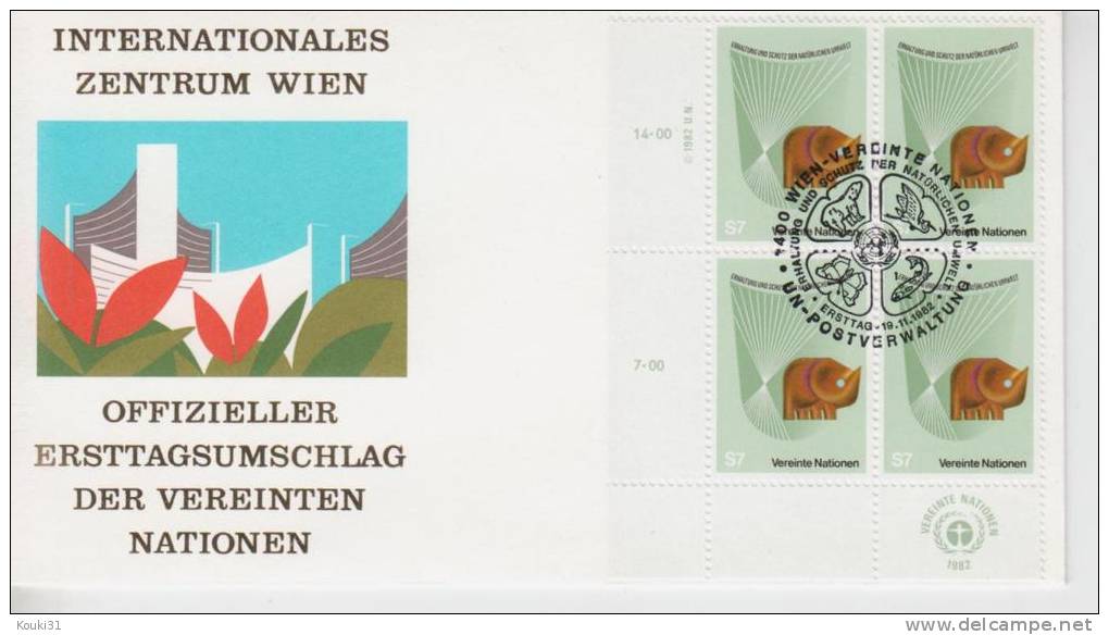 Nations Unies (Vienne) YT 28 FDC : Protection Des Rhinocéros - Rhinoceros