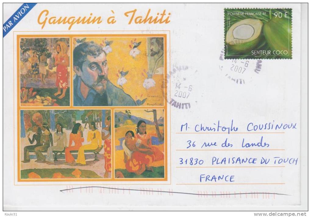 Polynésie YT 808 Sur Lettre Pour La France : Senteur Coco , Illustration Gauguin - 2007 - Covers & Documents