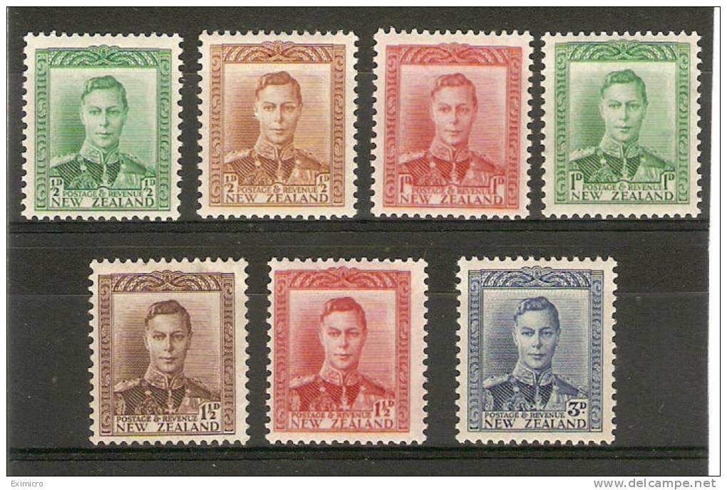 NEW ZEALAND  1938 - 1944 SET SG 603/609 LIGHTLY MOUNTED MINT Cat £38 - Unused Stamps