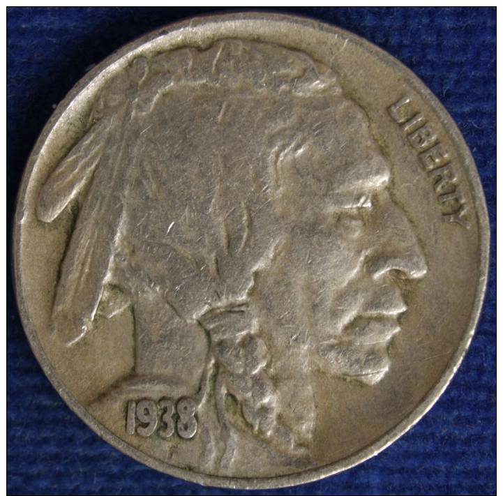 UNITED STATES USA STATI UNITI 5 CENTS INDIAN HEAD AND BUFALO 1938 D #1254A - 1913-1938: Buffalo