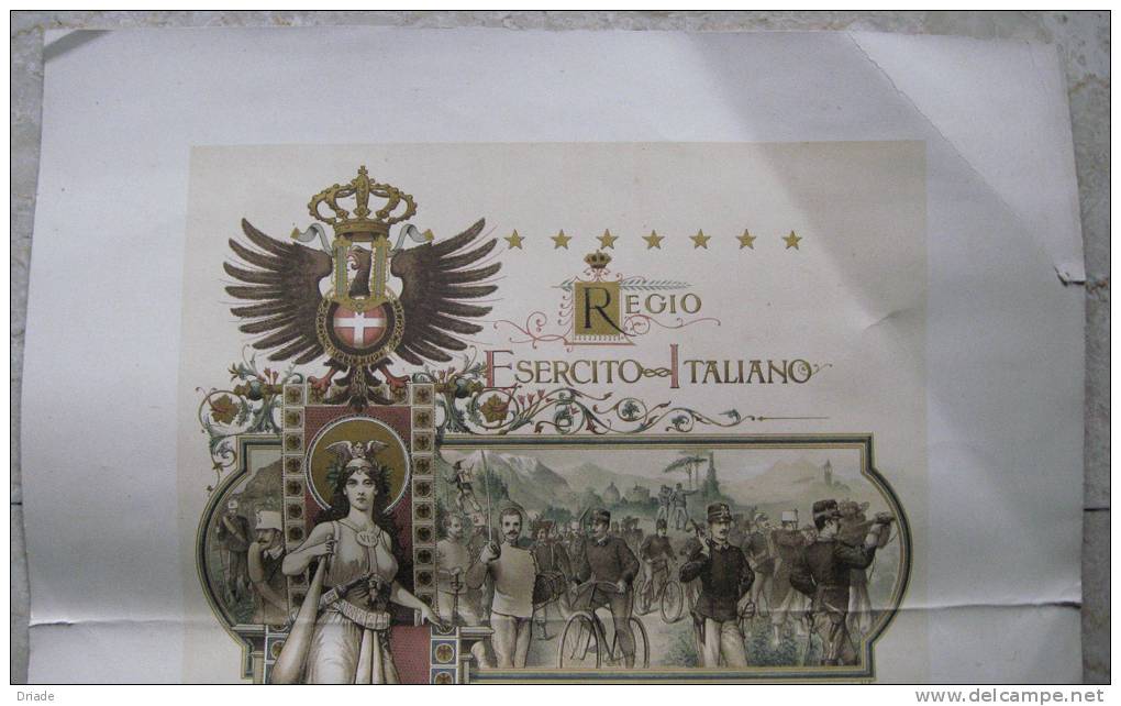 FOTOLITOGRAFIA DIPLOMA MEDAGLIA D´ORO REGIO ESERCITO ITALIANO GARA DI MARCIA ANNO 1901 - Diplomas Y Calificaciones Escolares