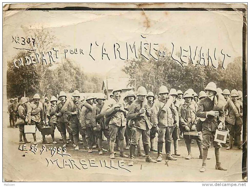 Photo -ref 180-militaires -militaria -marseille -bouches Du Rhone -depart Pour L Armee Du Levant 1922- Marseille  - - Guerre, Militaire