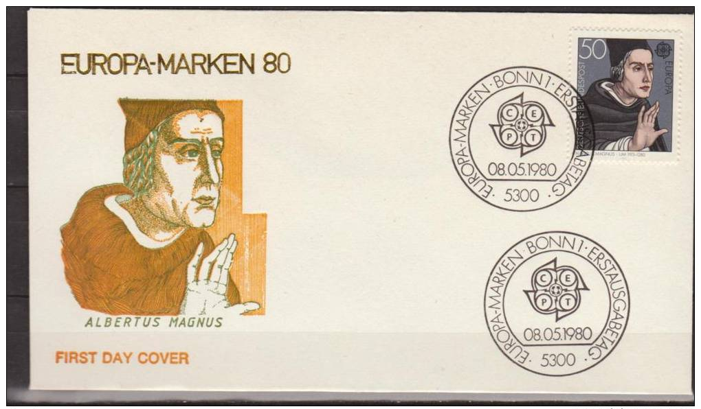 Deutschland, Germany, 1980, Europe, CEPT, Albertus Magnus, FDC - Altri & Non Classificati