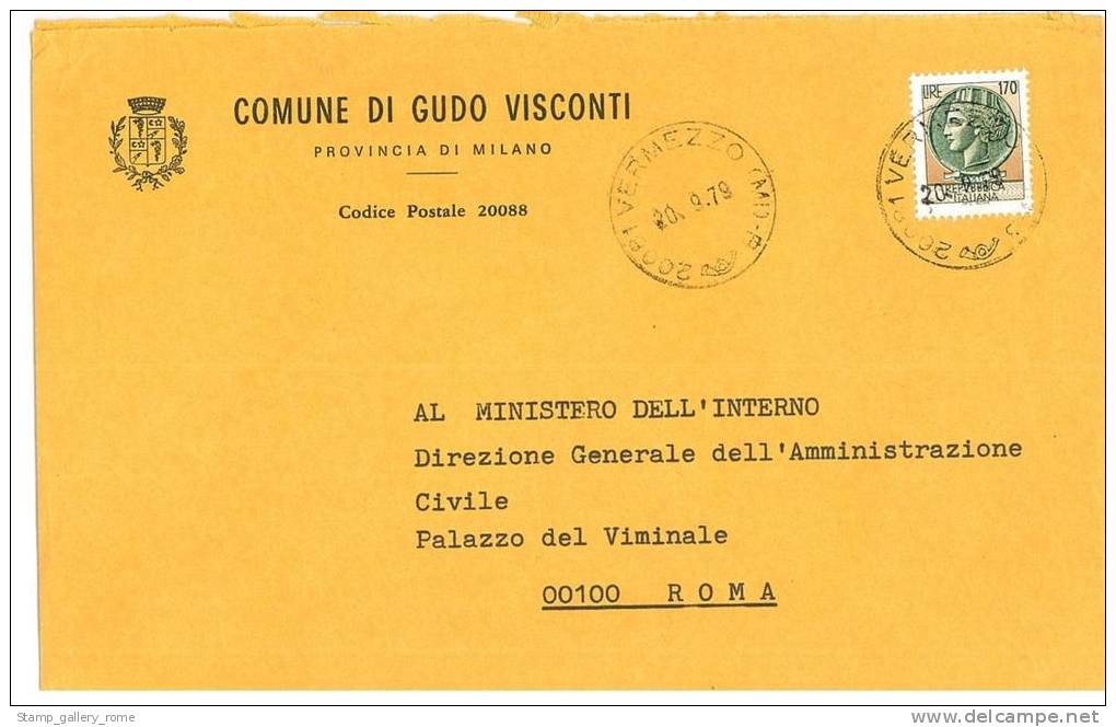 GUDO VISCONTI 20088  PROV. MILANO  - ANNO 1979  - LS  -TEMATICA COMUNI D´ITALIA - STORIA POSTALE - Macchine Per Obliterare (EMA)