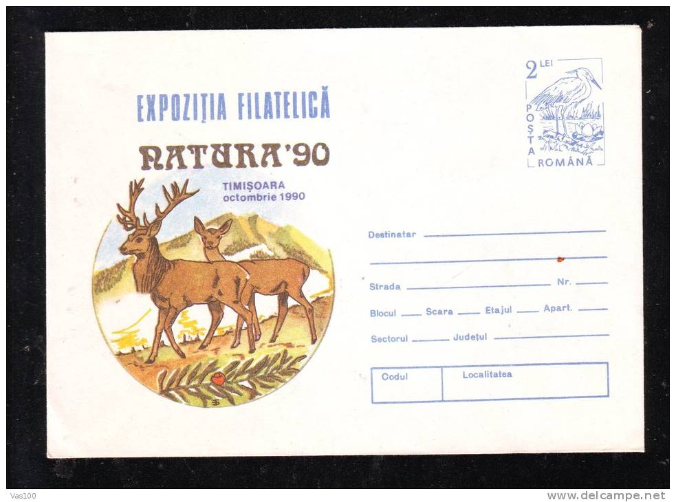 DEER 1990,COVER STATIONERY,UNUSED,ROMANIA. - Animalez De Caza